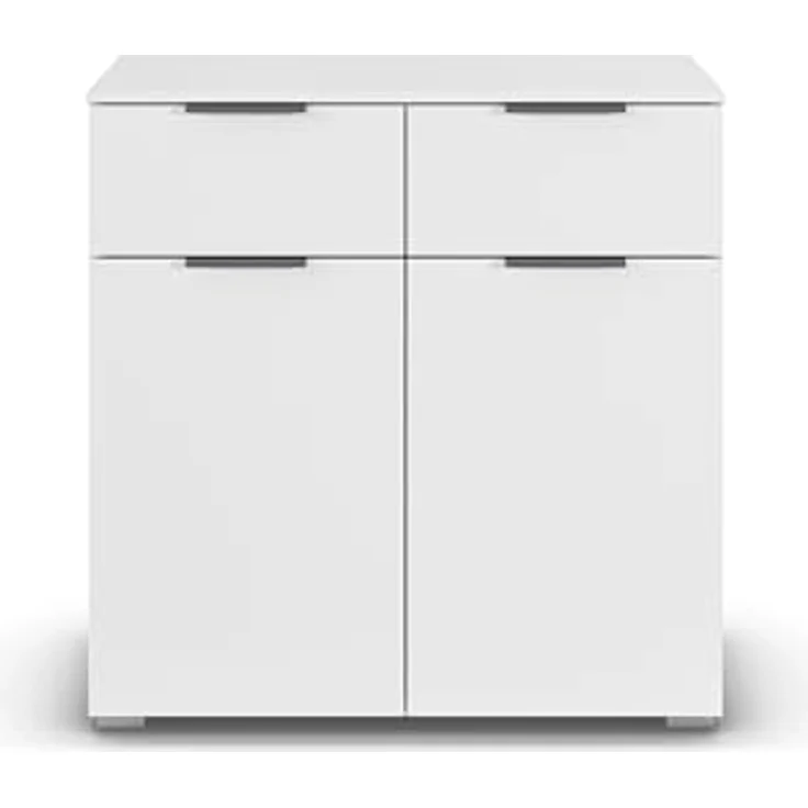Rauch Möbel Alabama, Kommode, Farbe Weiß, Maße 80x81x42 cm | Sideboard, 2-türig, 2 Schubladen, Soft-Close-Funktion, Griff Grau metallic, für Schlafzimmer, Kinderzimmer, Garderobe, Flur – Bild 7