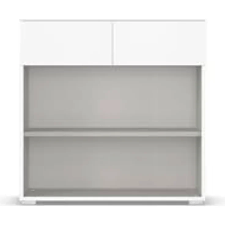 Rauch Möbel Alabama, Kommode für Schlafzimmer, Kinderzimmer, Garderobe, Flur, 2-türig, mit 2 Schubladen, SOFT-CLOSE-Funktion, Farbe Weiß Hochglanz/Eiche Artisan, Holz, Griff Alufarben, Maße 80x81x42cm – Bild 5