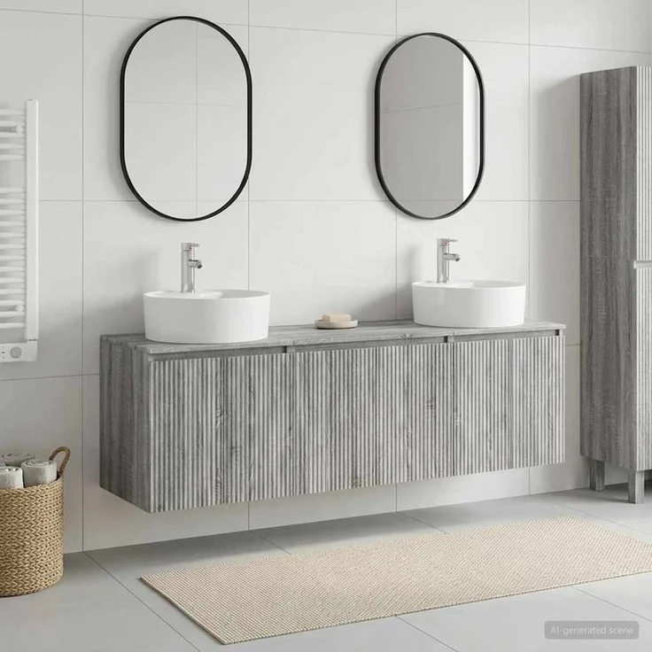 vidaXL Badezimmerschrank-Set 3 stk. Grau Sonoma 161,5 x 44,5 x 82 cm 3405673 – Bild 1