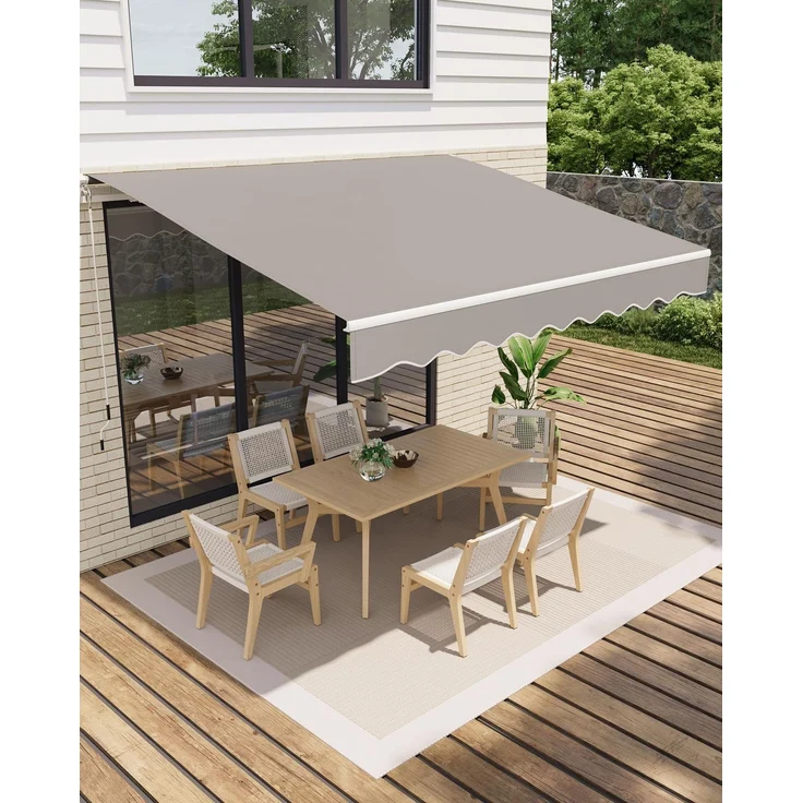 Garveelife Gelenkarmmarkise 400x250 cm, UV40+ & wasserabweisend, mit Kurbel & Wandhalterung Länge + Winkel einstellbar, Markise für Terrasse & Balkon, Sonnenschutz Balkonmarkise Gelenkmarkise