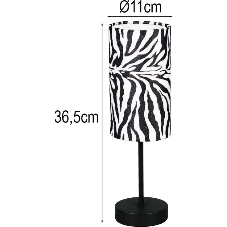 Tischlampe ZEBARA mit Stoffschirm Zebramuster, Höhe 36,5cm – Bild 4