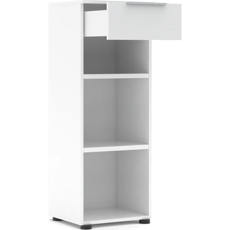 Büroregal SANTORIN Weiß & weißes Glas – schmal 40x110 cm – Bild 2