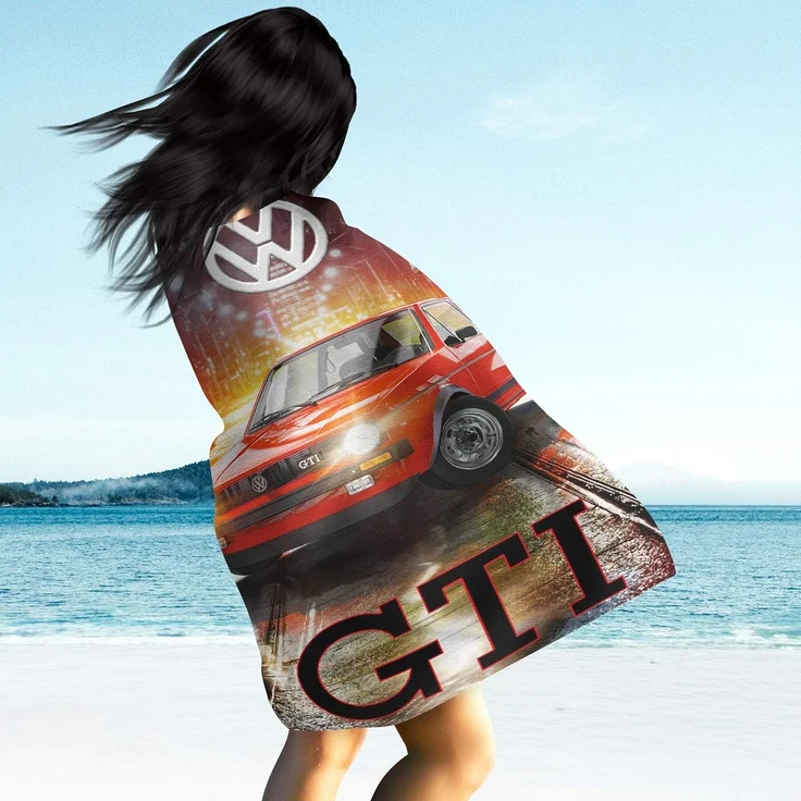 BERONAGE Strandtücher VW Volkswagen Badetuch Golf GTI Rot 75x150 cm, 100% Baumwolle (1-St), Frottee in Velours-Qualität – Bild 2