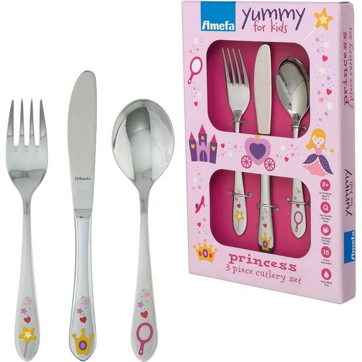 Amefa VIENNA (+ FOOTIE AND PRINCESS) Kinderbesteck Set 3-teilig hochglanzpoliert