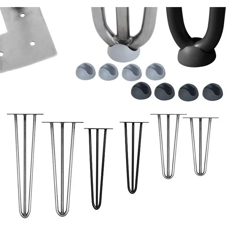 Melko Tischbein Tischgestell Hairpin Tischbeine 4er-Set Leg Haarnadelbeine, Bodenschoner