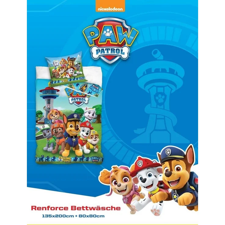 MTOnlinehandel Kinderbettwäsche Paw Patrol 135x200 + 80x80 cm, 100 % Baumwolle, Renforcé, 2 teilig, Bettwäsche-Set für Kinder, Mädchen und Jungen – Bild 2