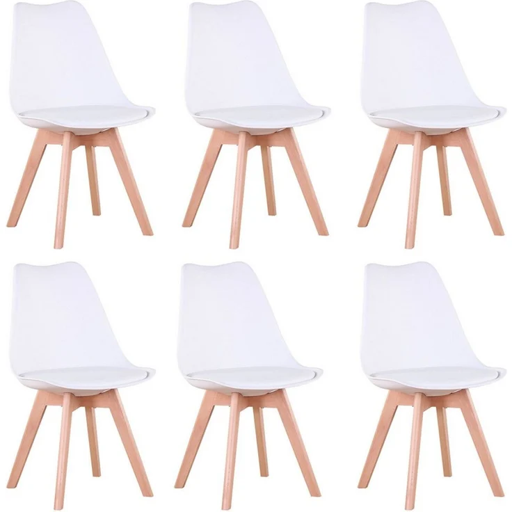 GrandCA HOME Esszimmerstuhl 4er/6er Set Esszimmerstuhl, Moderner Gepolsterter Küchenstuhl (6 St), mit Beine aus Buchenholz, weiß – Bild 5