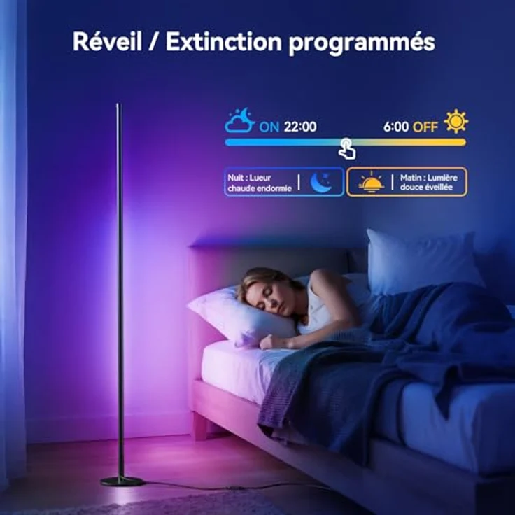 YICAIZI LED Stehlampe Wohnzimmer - 160cm RGB Ecklampe Dimmbar, Standleuchte LED mit Fernbedienung und APP, 16 Millionen Farben, Musikmodi, DIY-Modus & Timing -Funktion für Schlafzimmer, Gaming – Bild 6