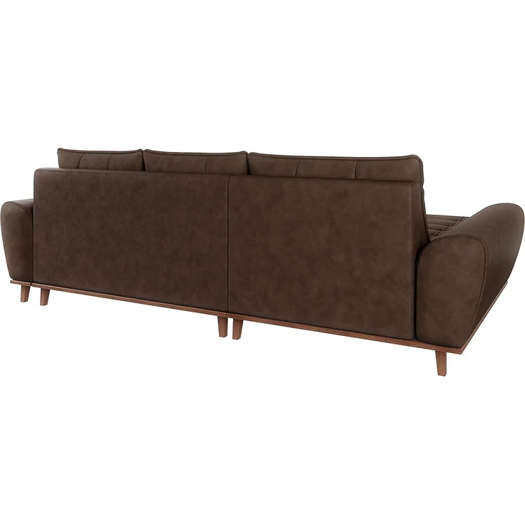 Ecksofa mit Schlaffunktion Bettkasten in Leder-Optik Mikrofaser Vintage Braun – Bild 8