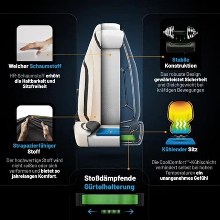 Diablo Ergonomischer Gaming Stuhl Stoff X.Eye Prime Pc Stuhl mit Magnet-Kopfstütze Gaming Sessel Kühlfunktion Gaming Stuhl Ergonomisch Strapazierfähiger Stoff Gaming Chair 140 kg Desert Storm – Bild 9