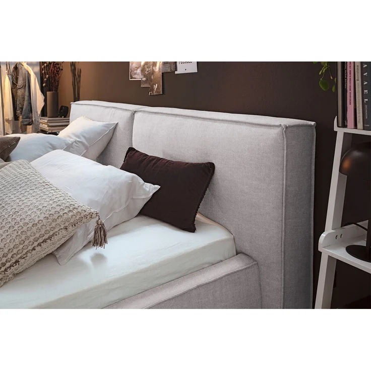 KAWOLA Bett CARLO Polsterbett Stoff hellgrau 180x200cm – Bild 2
