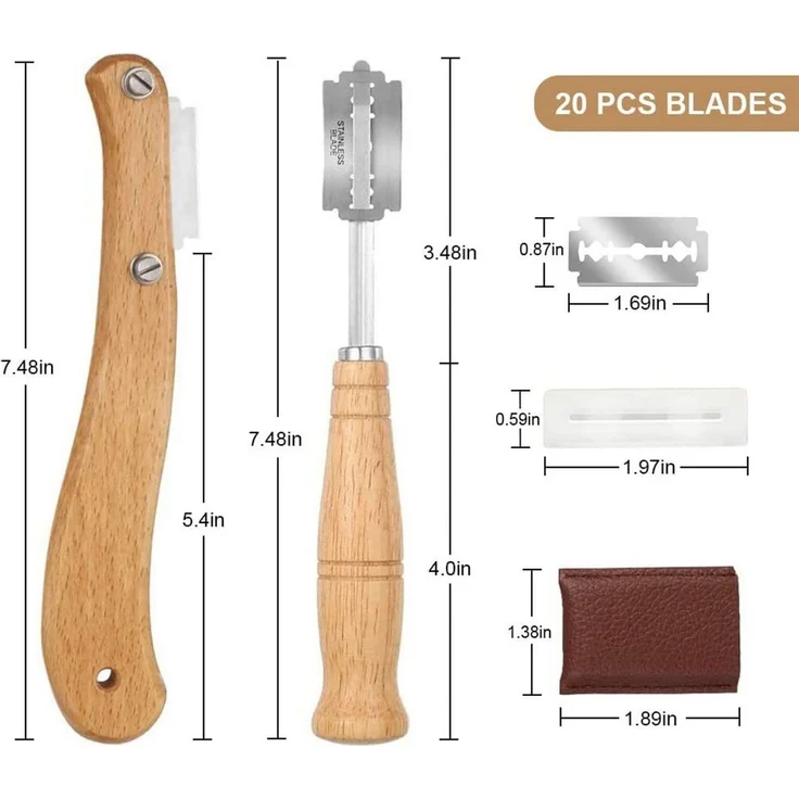 FELIXLEO Brotmesser Bäckermesser Brot Scoring Tool Set Teigmesser mit 20 Rasierklingen – Bild 2