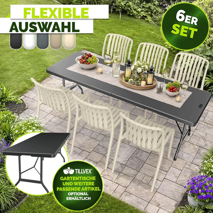 tillvex® Gartenstühle 6er Set Stapelbar Wetterfest | Outdoor Stühle bis 120kg belastbar | Gartenstühle Outdoor | Terrassenstuhl Gartenmöbel Balkon Garten Terrasse – Bild 8