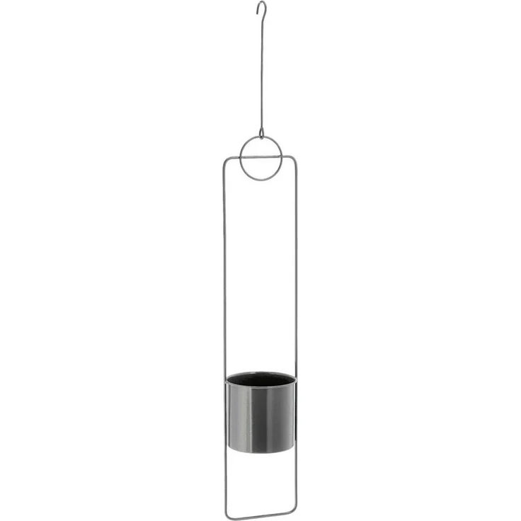 Spetebo Blumenampel Metall Pflanz Topf rund zum Hängen grau - 88 cm (Stück, 1 St, Blumenampel), Moderne Hänge Blumenampel – Bild 1