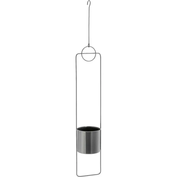 Spetebo Blumenampel Metall Pflanz Topf rund zum Hängen grau - 88 cm (Stück, 1 St, Blumenampel), Moderne Hänge Blumenampel