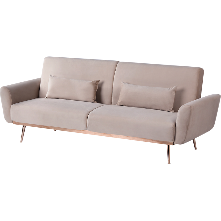 Schlafsofa 3-Sitzer EINA Samtstoff Taupe – Bild 4