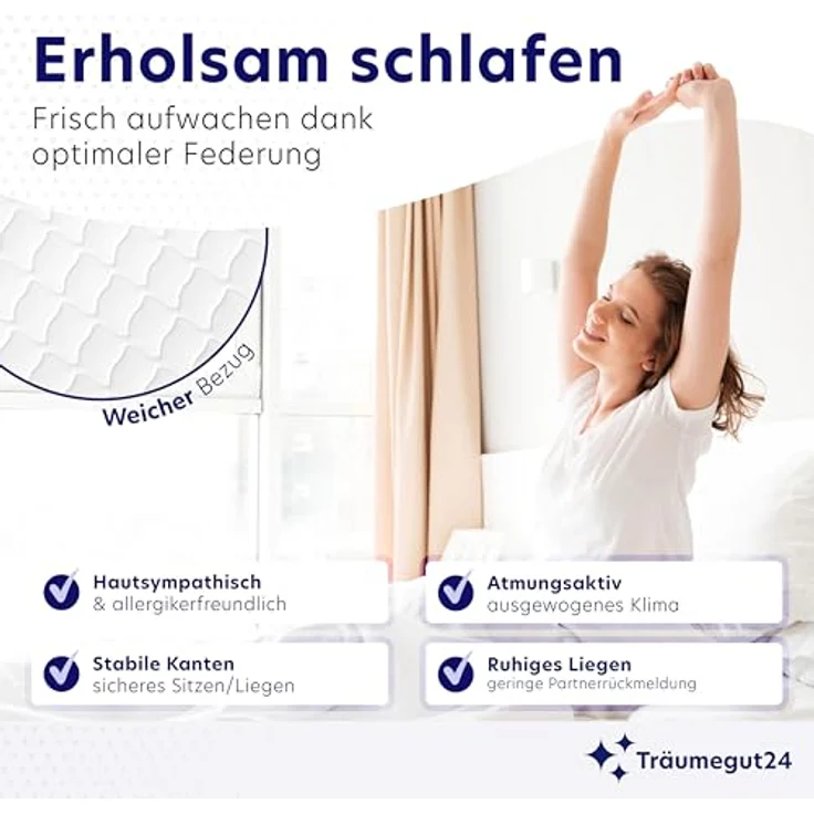 Träumegut24 AquaFlex® ergonomische 7-Zonen Kaltschaummatratze, Öko-Tex Zertifiziert, Höhe 16 cm, 160x200 cm, H2 – Bild 8