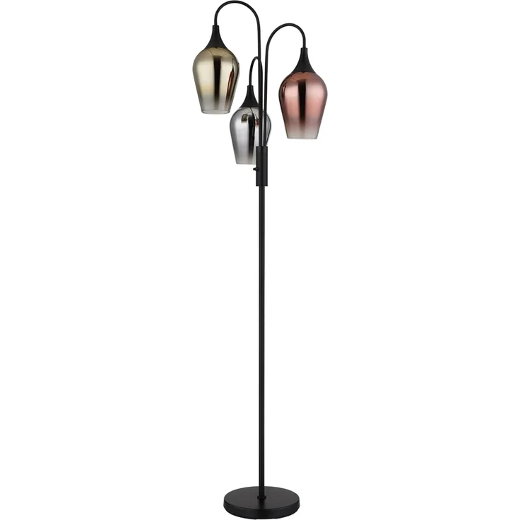 Stehleuchte, schwarz, Glas chrom gold kupfer, H 165 cm – Bild 6