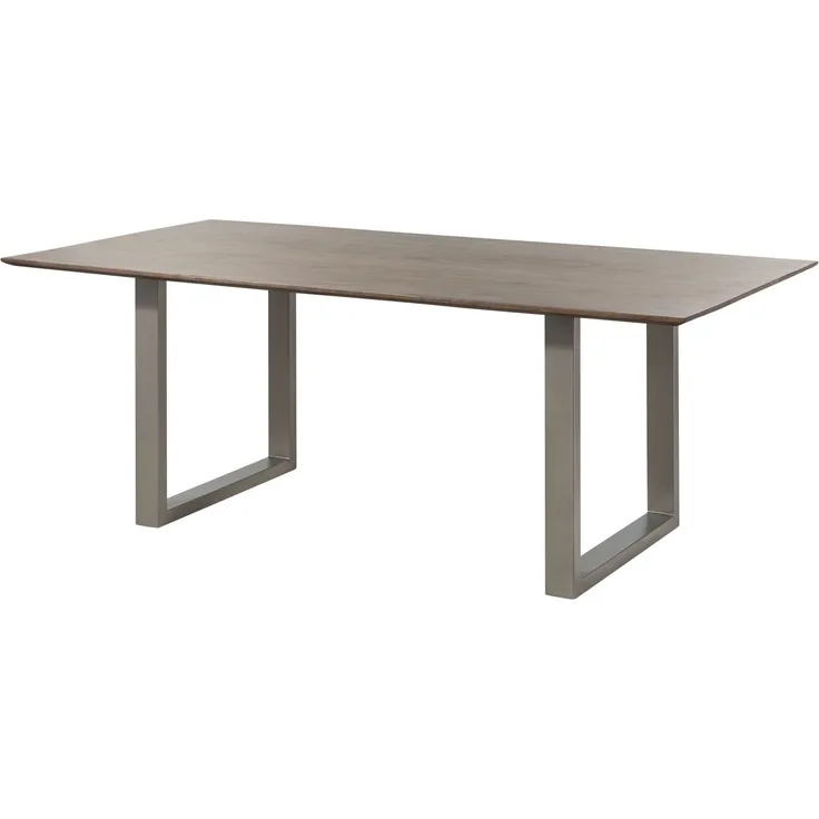 Esstisch Akazie 180x90 grau lackiert / U-Beine silber matt SWISS EDGE