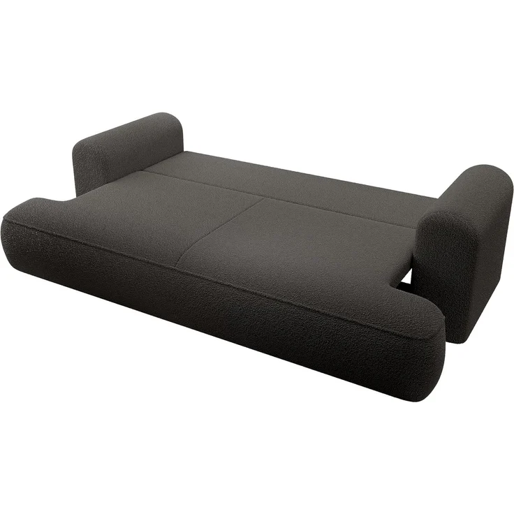 Selsey Sofa Schlafsofa Couch Mit Stauraum Schlaffunktion 3 Sitzer Pflegeleicht Polyurethanschaum Boucle Dunkelgrau OVO – Bild 6