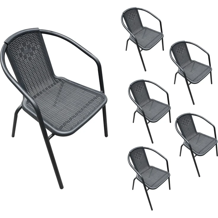 LC Garden Stapelstuhl Garvista Stapelstuhl 54x52x72cm schwarz Gartenstuhl Terassenstuhl, Pulverbeschichteter Stahl – Bild 1