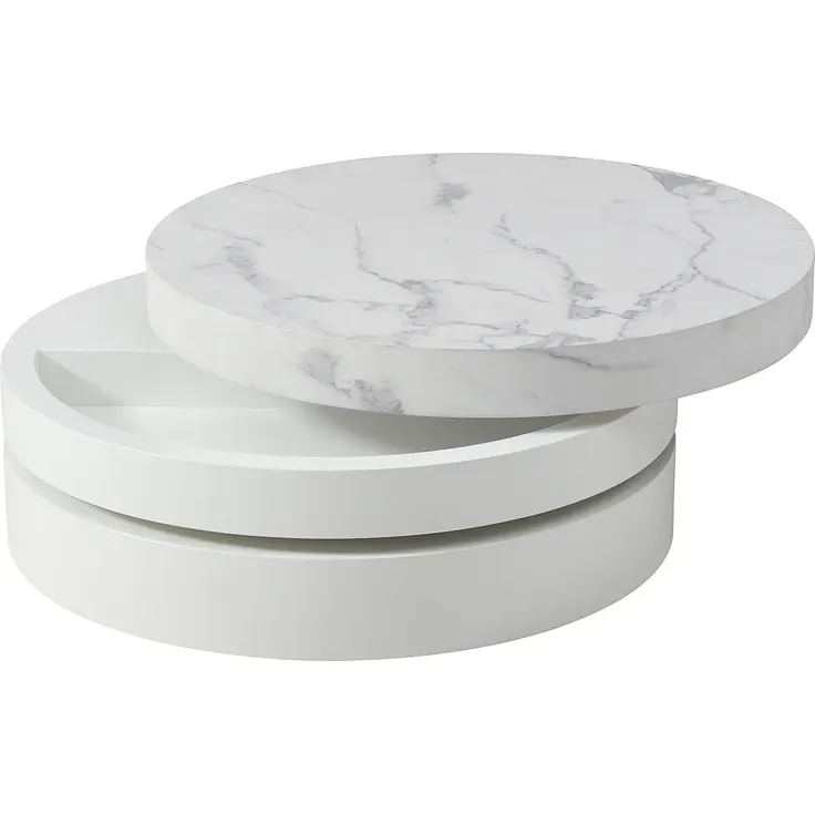 Vente-unique - JANITA Couchtisch Holz, Platte Weiß - B 80 cm x H 32,5 cm x L 80 cm – Bild 5