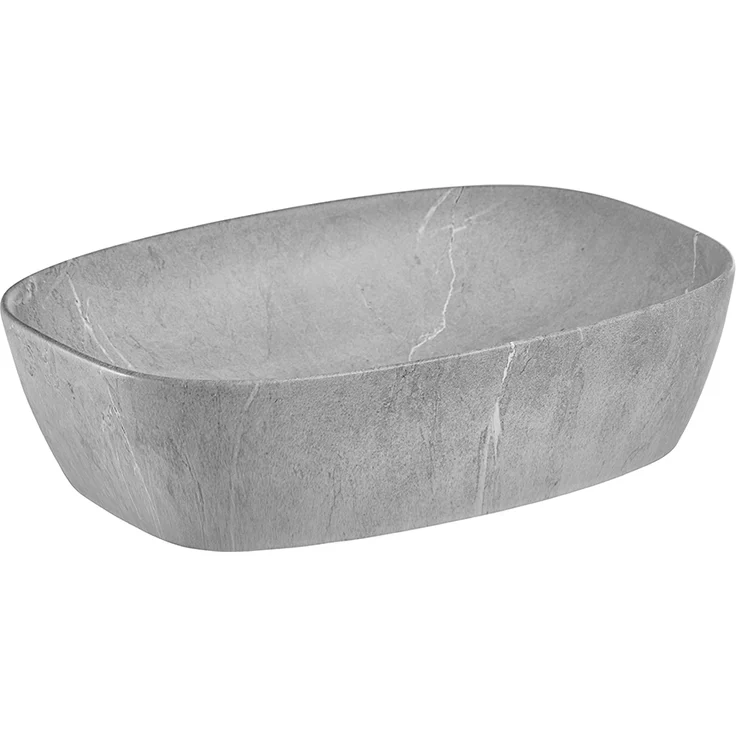 Waschtisch schwarz gerillt 80 cm mit Aufsatzwaschbecken Beton Optik XANTEN-56 in anthrazit mit Eiche Nb, B/H/T: ca. 80,6/72,7/46,5 cm – Bild 2