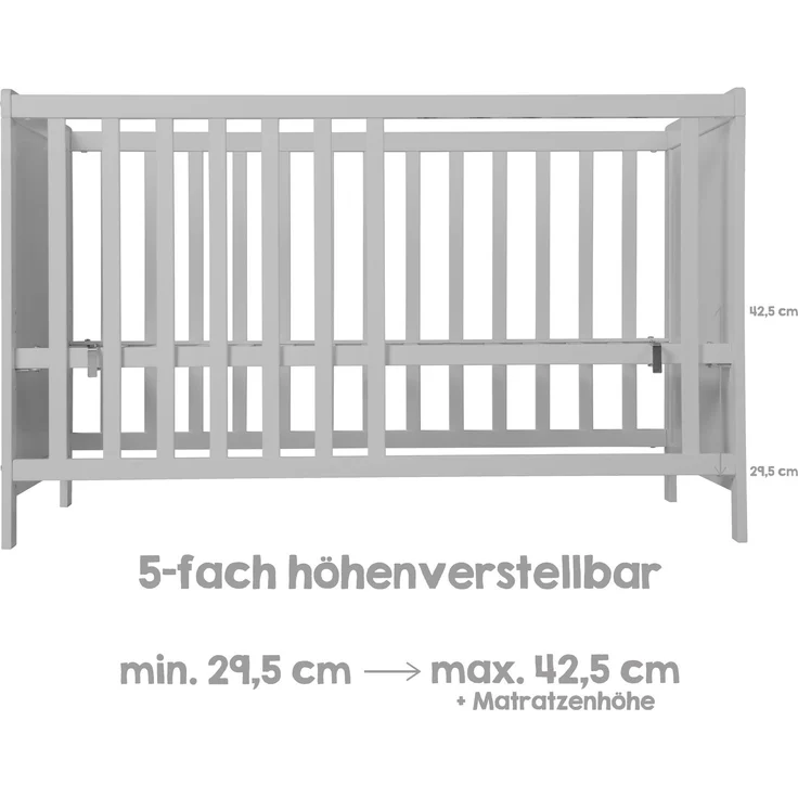 roba Beistell- & Babybett 60 x 120 - inkl. Lattenrost & Matratze - Höhenverstellbar - Taupe – Bild 8
