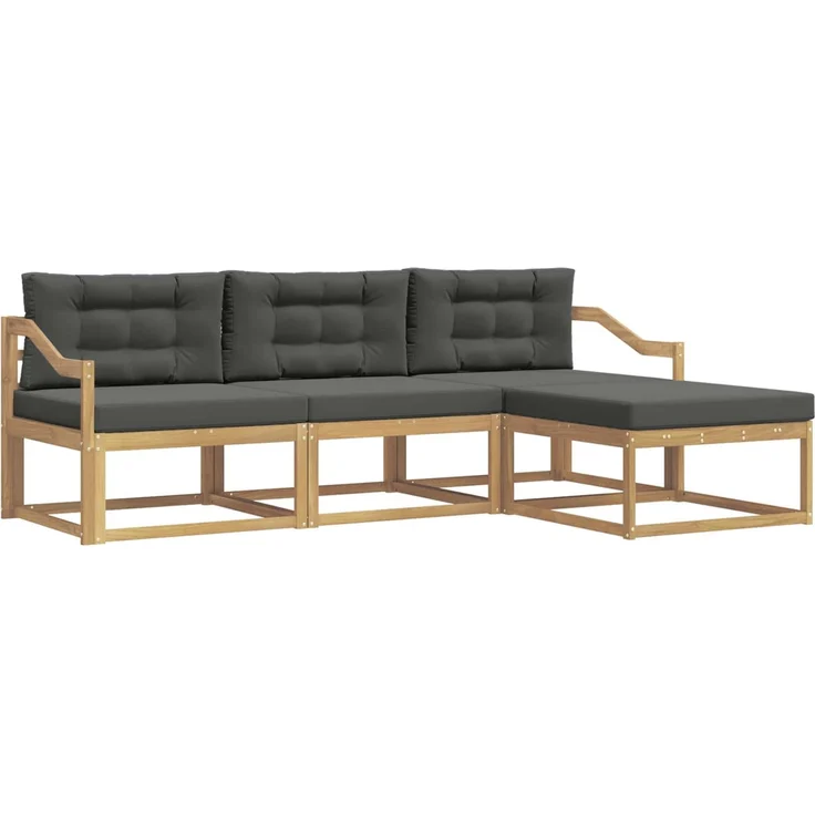 vidaXL Outdoor-Sofagarnitur 4 stk. Weiß und Anthrazit Polyester 3386286 – Bild 2