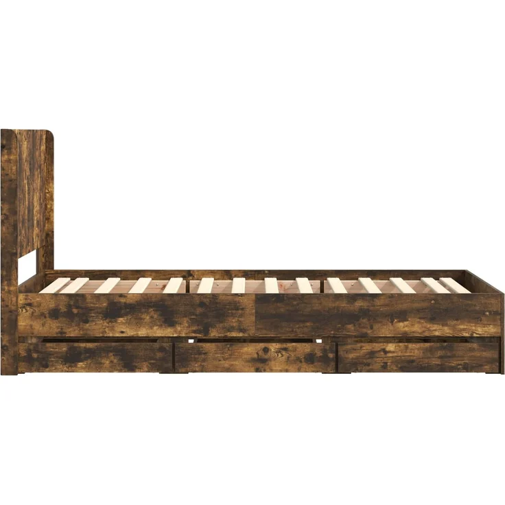 vidaXL Bettgestell mit Stauraum und Kopfteil Räuchereiche 75 x 190 cm 3413993 – Bild 7