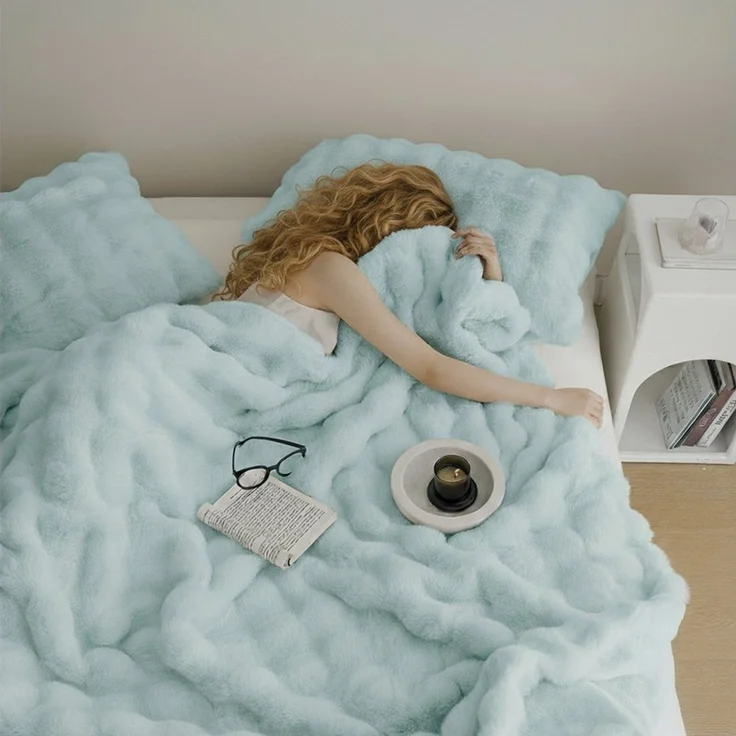 Wohndecke Kuscheldecke Kaninchen Plüsch Decke, KEAYOO, Kunstfell Warme Kuscheldecke für Couch Bett Sofa – Bild 3