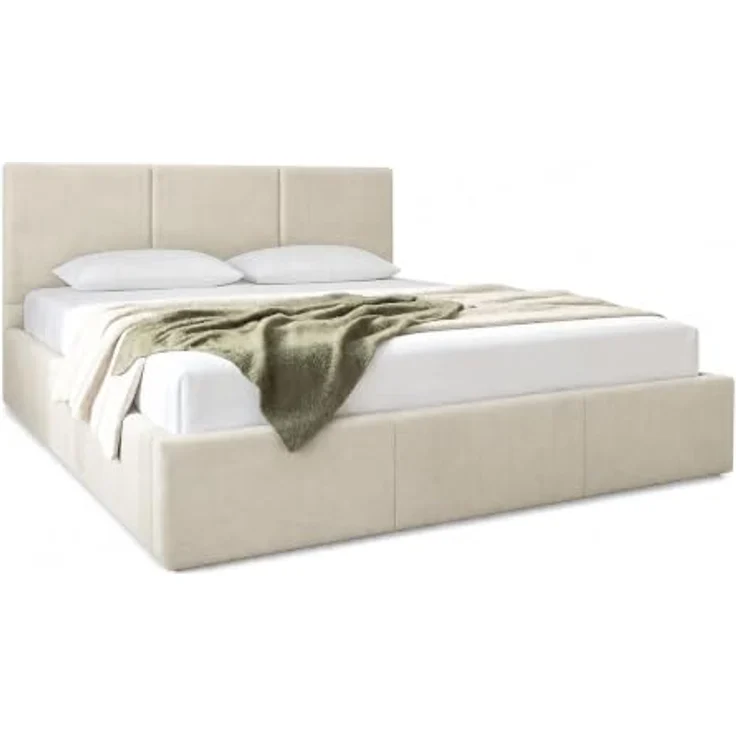 Home Collective Polsterbett, Doppelbett mit Bettkasten und flexiblem Lattenrost, Veloursstoff Beige, mehrere Größen (120x200, 140x200, 160x200, 180x200) – Bild 5