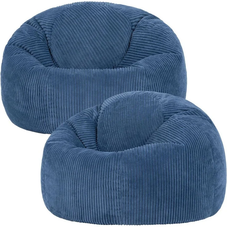Icon Kingston Sitzsack Cord, Denimblau, 2er Pack, Sitzsack Erwachsene mit Füllung, Bean Bag, Cord Sessel, Lounge Sessel, Lounge Stuhl, Schlafzimmer, Wohnzimmer, Wohnzimmer Möbel – Bild 1