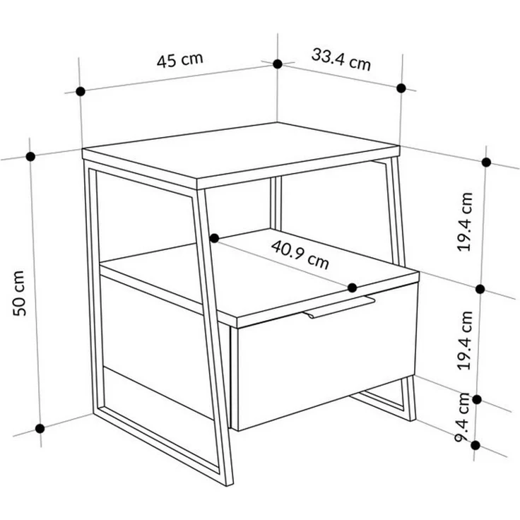 Decortie Nachttisch Pal Moderner Nachttisch, 45 x 41 x 50 cm (1 Tisch), Moderner Nachttisch, 45 x 41 x 50 cm – Bild 4