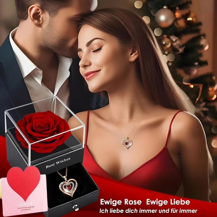 Ewige Rose Konservierte Rosenbox Geschenkbox Muttertag Valentinstag Gold – Bild 2