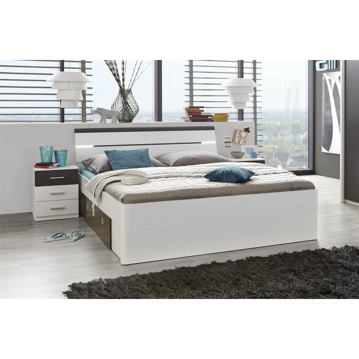 Bettanlage >Isobel< in Weiß Lava - 185x97x205cm (BxHxT)