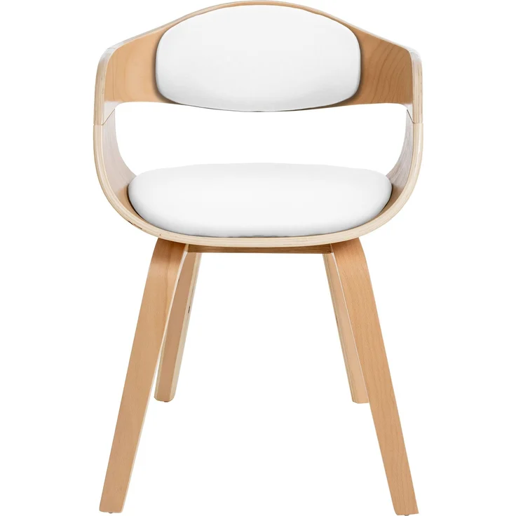 DELUKE® Besucherstuhl LONDON - 73x49x46cm, Natur/Weiß Kunstleder Holz Gestell Konferenzstuhl Wartezimmerstuhl – Bild 3