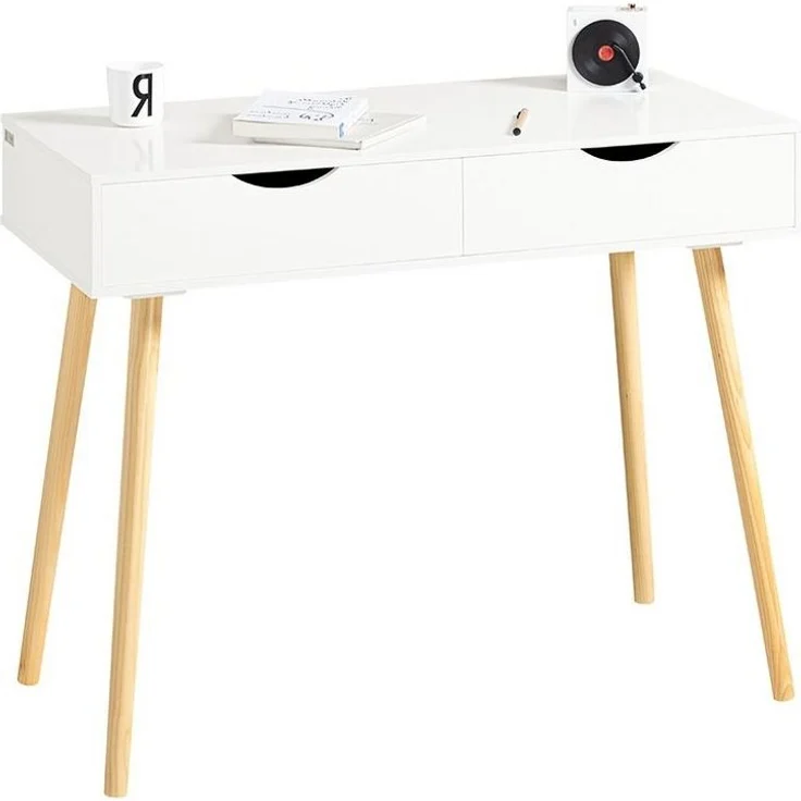 SoBuy Schreibtisch FWT40, Tisch, Eckschreibtisch, platzsparender Bürotisch, Schminktisch, mit 2 Schubladen Tisch Computertisch Kinderschreibtisch Bürotisch – Bild 1