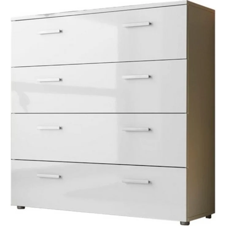 moebel-dich-auf Schubkastenkommode MALAGA 3 (mit 4 Schubkästen, 88 cm breit), Fronten in weiß Hochglanz – Bild 2