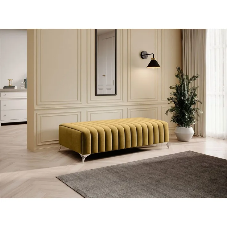 Polsterhocker Designerhocker Hocker ELENI Stoff Monolith Honiggelb