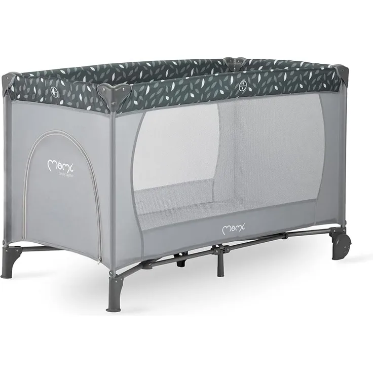 MoMi BELOVE Reisebett für Kinder bis 15 kg Körpergewicht, B65 x L125 x H78 cm (faltbar 21 x 23 x 80 cm), Kinderreisebett mit Matratze, 2 Rädern, Transporttasche