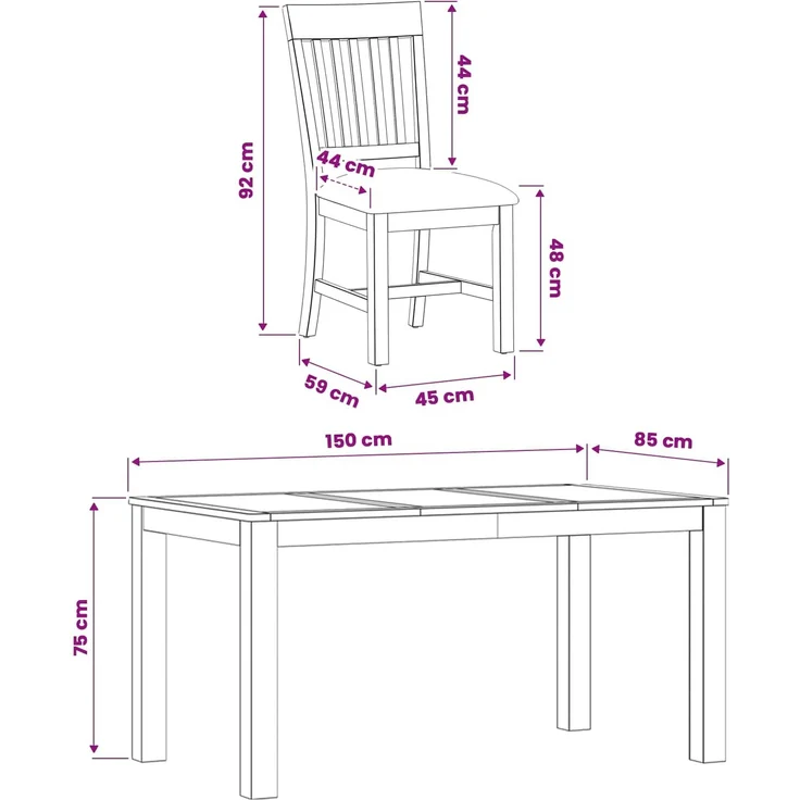 vidaXL Essgruppe DEVENTER 7 stk. Grau 150 x 85 x 75 cm 3430368 – Bild 8