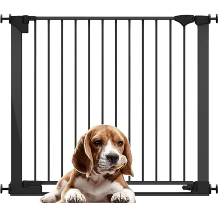 Bettacare Sicherheitsstuffen Haustiergitter, Schwarz, 96cm - 103cm, Extra Niedrige Durchgangshöhe, 81cm Extra Breite Türöffnung, Einteiliges Extra Breites Gitter für welpen und Hunde – Bild 2