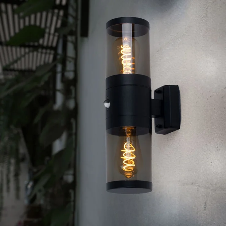 Außenlampe, Up and Down Strahler, Edelstahl, schwarz, H 42cm – Bild 2