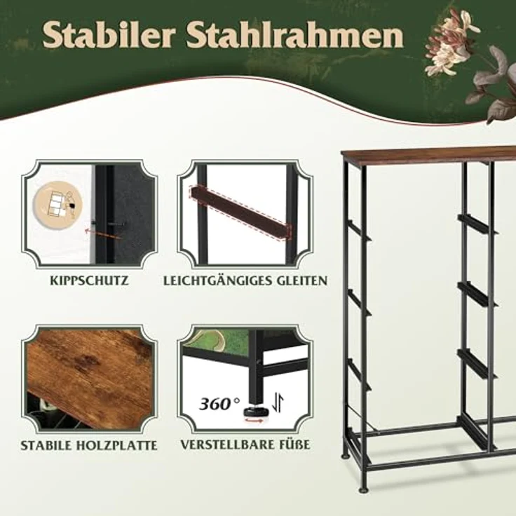 WLIVE Kommode mit Schubladen aus Stoff, Kommodenschrank für Schlafzimmer, Kommode Wohnzimmer, mit Stabiler Stahlrahmen (8 Schubladen, Vintage-Druck) – Bild 8