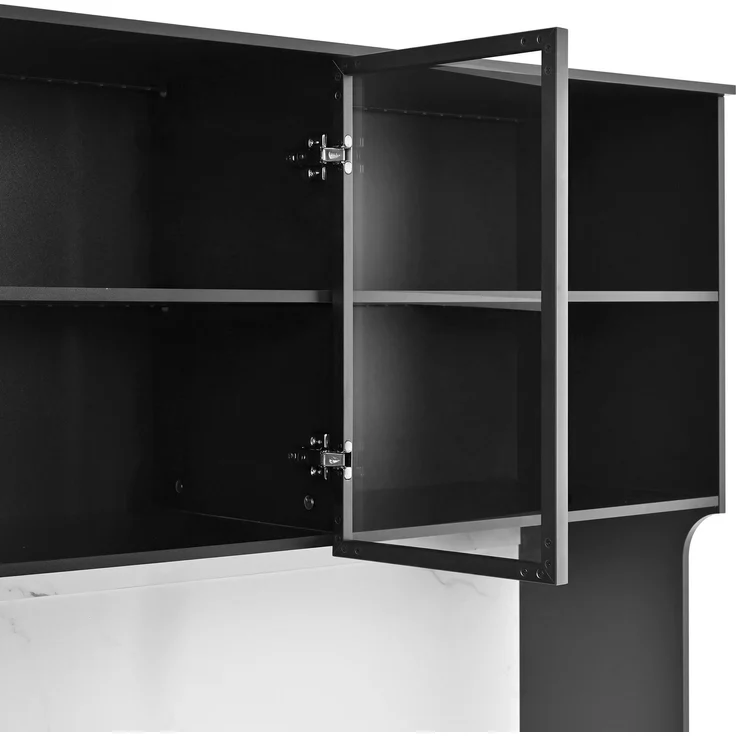ZUBALIYA Vitrine, mit Schubladen, mit Stauraum, mit LED-Beleuchtung, H 180 × T 40 × B 120 cm, Schwarz / Weiß, MDF – Bild 17