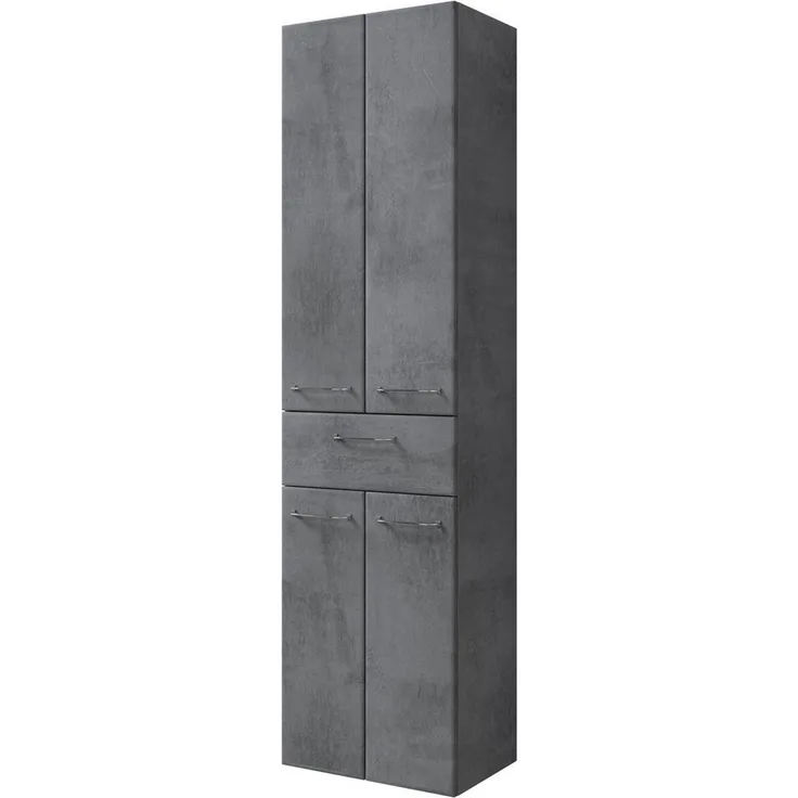 Saphir Hochschrank Quickset 945 Badschrank, 50 cm breit, 4 Türen, 1 Schublade Badezimmer-Hochschrank inkl. Türdämpfer, Griffe in Chrom glänzend