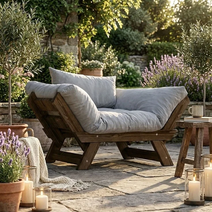 Skye Decor 'CPT8133-140' Garten-Sessel, Walnuss / Grau, 108-140 x 75 cm – Bild 2