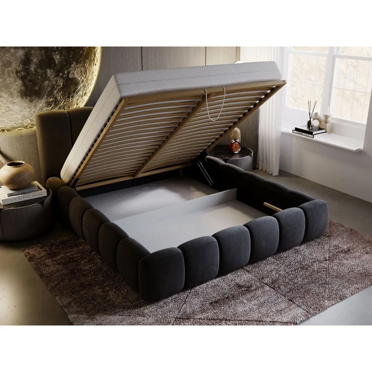 GrainGold Polsterbett mit Bettkästen CLOUD, Modern Bett mit Kopfteil - 180x200 cm, Anthrazit (1x Bett) – Bild 3
