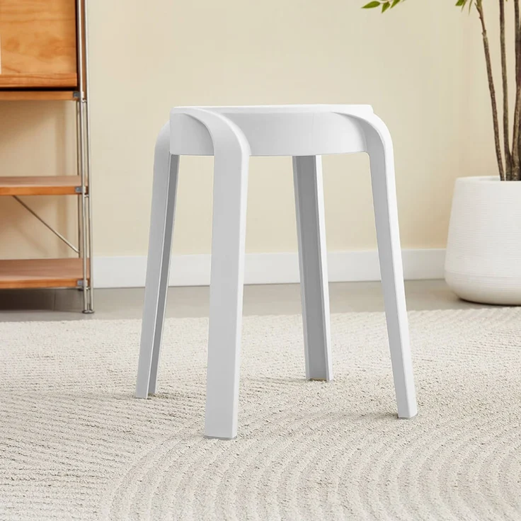 Home Deluxe Hocker NIVO - Weiß, Polypropylen, 33 x45 x33 cm – Bild 1
